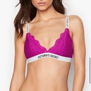 Victoria’s Secret VS Logo & Lace Triangle Bralette Bra